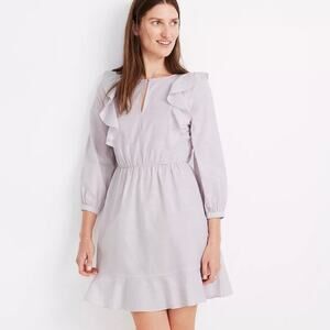 Madewell Mini Dress Ruffle Shoulder Light Purple Size 0 NEW
